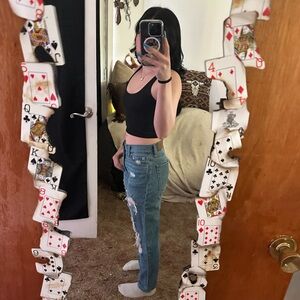 Aeropostale Women's Distressed Blue mom jean